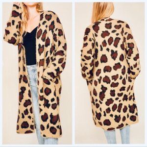 super soft long leopard cardigan